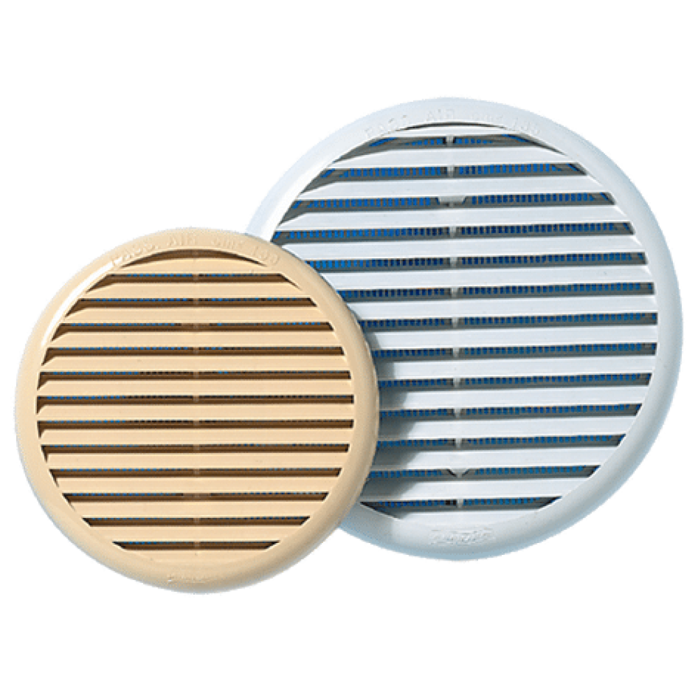 Grille ventilation ronde avec moustiquaire a clips autoajustables -  plastique - Quincaillerie Calédonienne